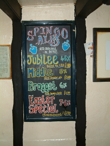 Beer prices in the Blue Anchor Inn. 27 May 2003.